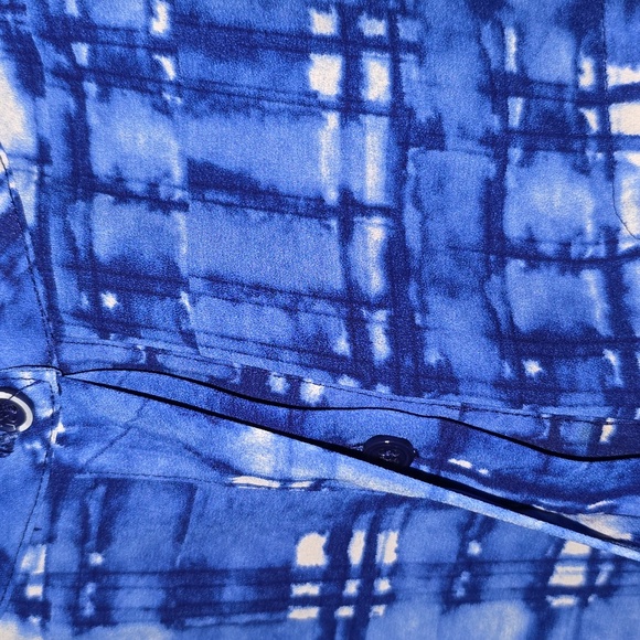 NYDJ Blue/White Watercolor Button 3/4 Sleeve Flowy Blouse Boho Chiffon Size 3x - Picture 7 of 16